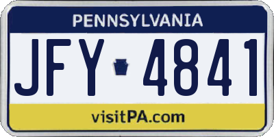 PA license plate JFY4841