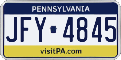PA license plate JFY4845
