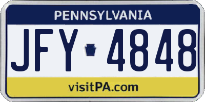 PA license plate JFY4848