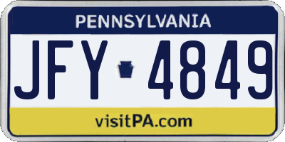 PA license plate JFY4849