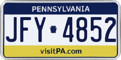 PA license plate JFY4852