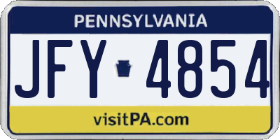 PA license plate JFY4854