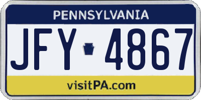 PA license plate JFY4867