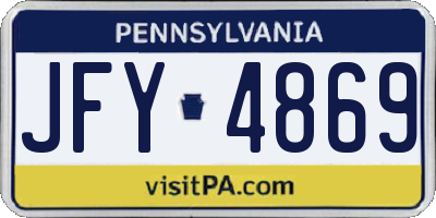 PA license plate JFY4869