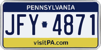 PA license plate JFY4871