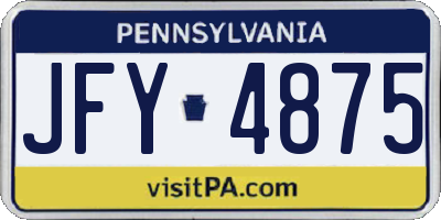 PA license plate JFY4875