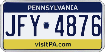 PA license plate JFY4876