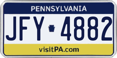 PA license plate JFY4882