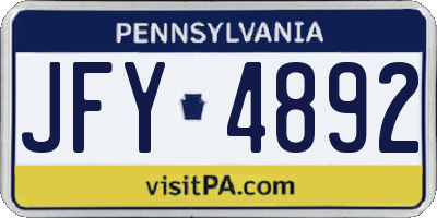 PA license plate JFY4892