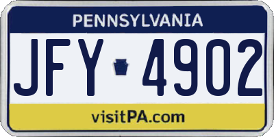 PA license plate JFY4902