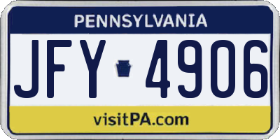 PA license plate JFY4906