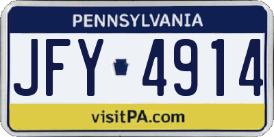 PA license plate JFY4914