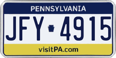 PA license plate JFY4915