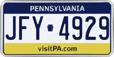 PA license plate JFY4929