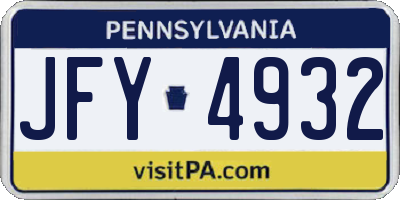 PA license plate JFY4932