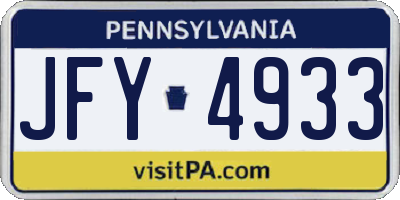 PA license plate JFY4933
