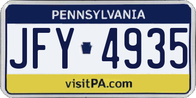 PA license plate JFY4935