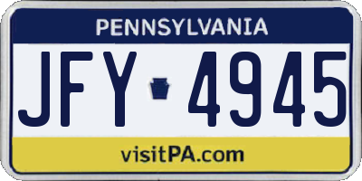 PA license plate JFY4945