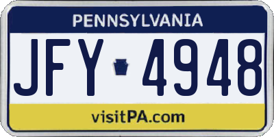 PA license plate JFY4948