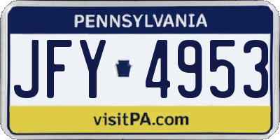 PA license plate JFY4953