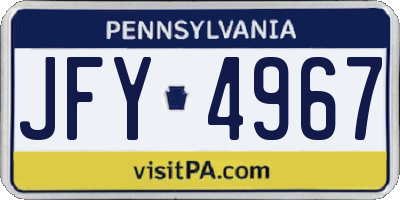 PA license plate JFY4967