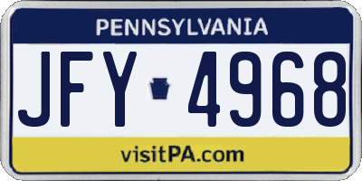 PA license plate JFY4968