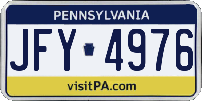 PA license plate JFY4976