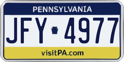 PA license plate JFY4977