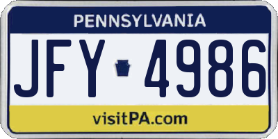 PA license plate JFY4986