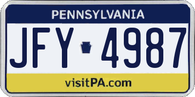 PA license plate JFY4987
