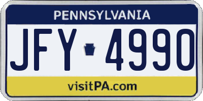 PA license plate JFY4990