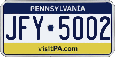 PA license plate JFY5002