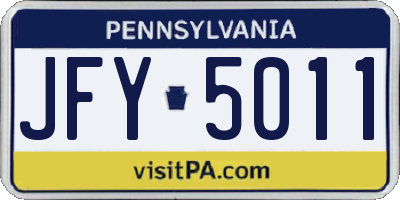 PA license plate JFY5011