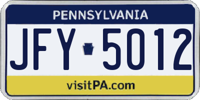 PA license plate JFY5012