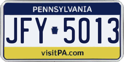PA license plate JFY5013
