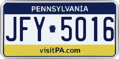 PA license plate JFY5016