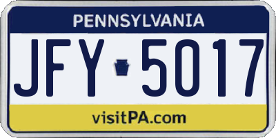 PA license plate JFY5017