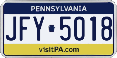 PA license plate JFY5018