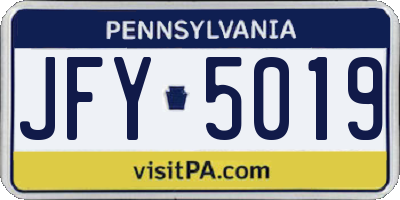 PA license plate JFY5019