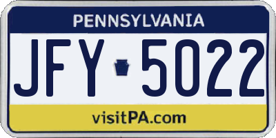 PA license plate JFY5022