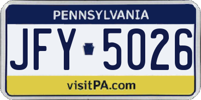 PA license plate JFY5026