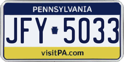 PA license plate JFY5033