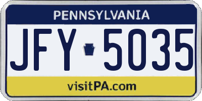 PA license plate JFY5035