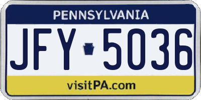 PA license plate JFY5036