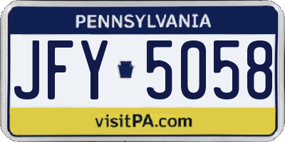PA license plate JFY5058