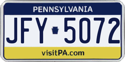 PA license plate JFY5072