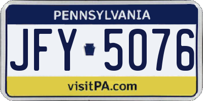 PA license plate JFY5076