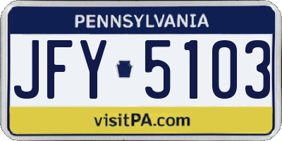 PA license plate JFY5103
