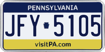 PA license plate JFY5105