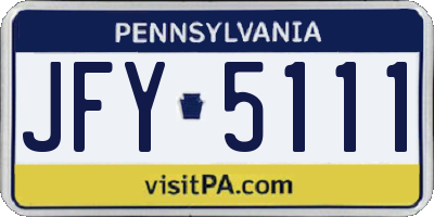 PA license plate JFY5111